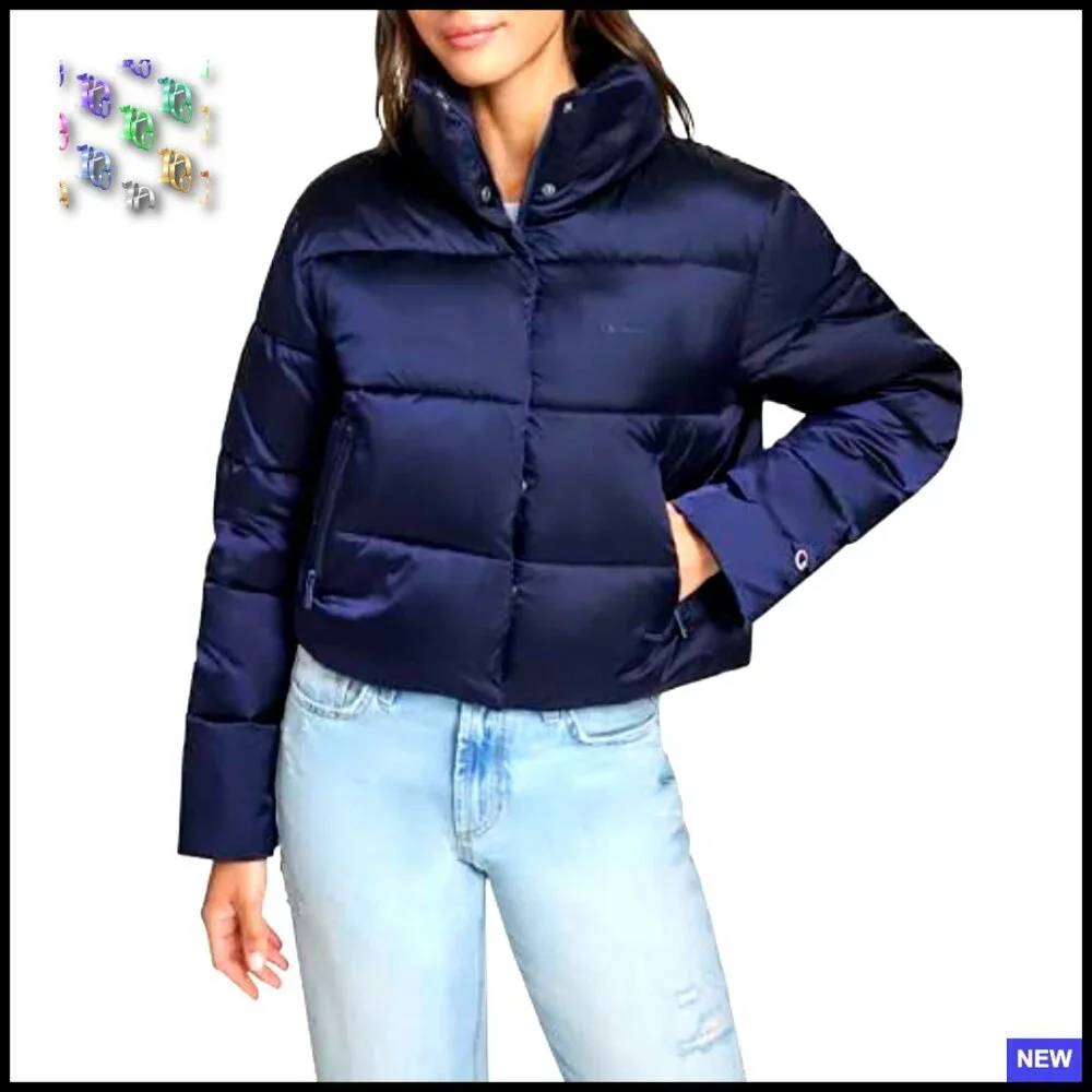 Cropped Puffer Jacket Insulated Streetwear Chic Oversized Y2K Winter Layer - Picture 7 of 7